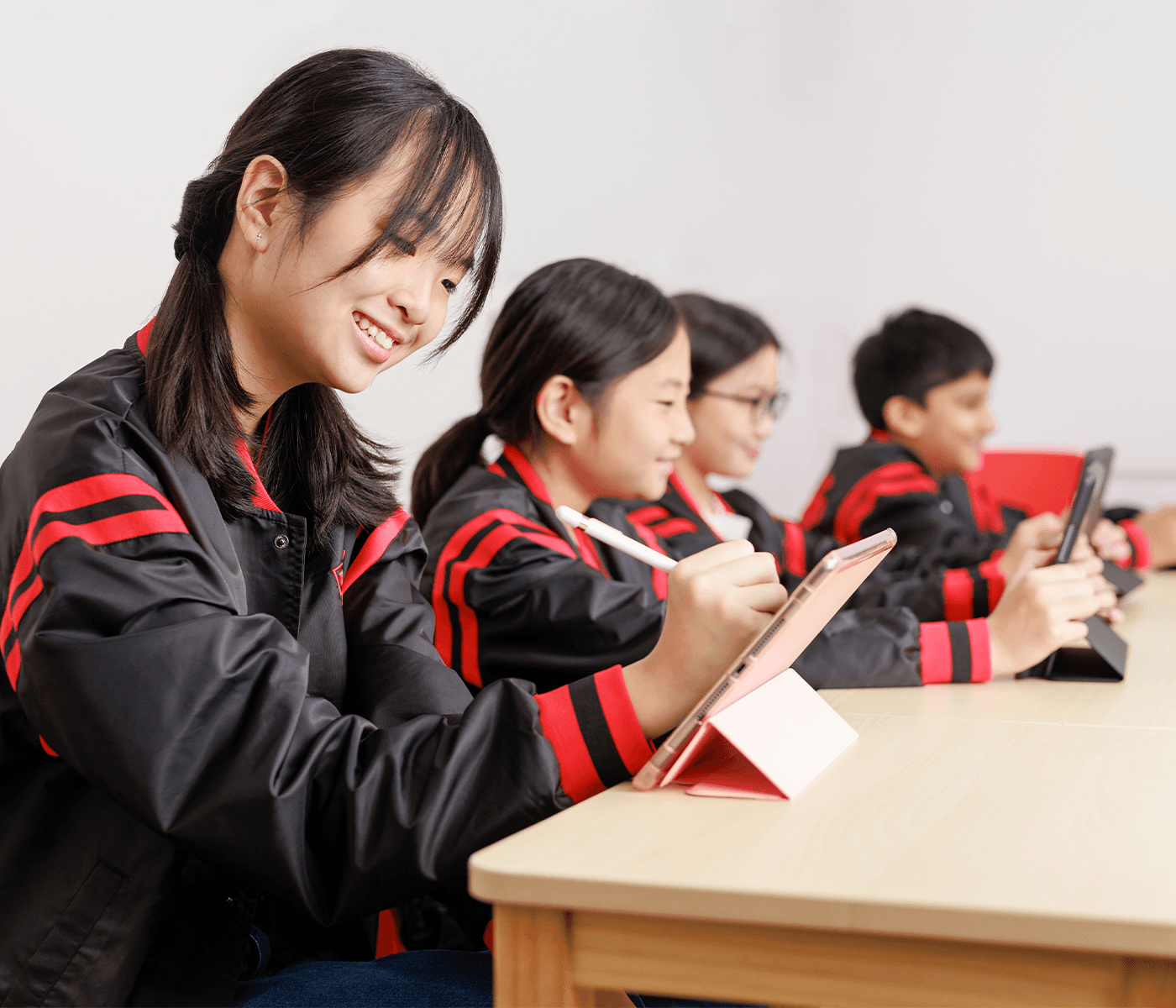 A group of students studying