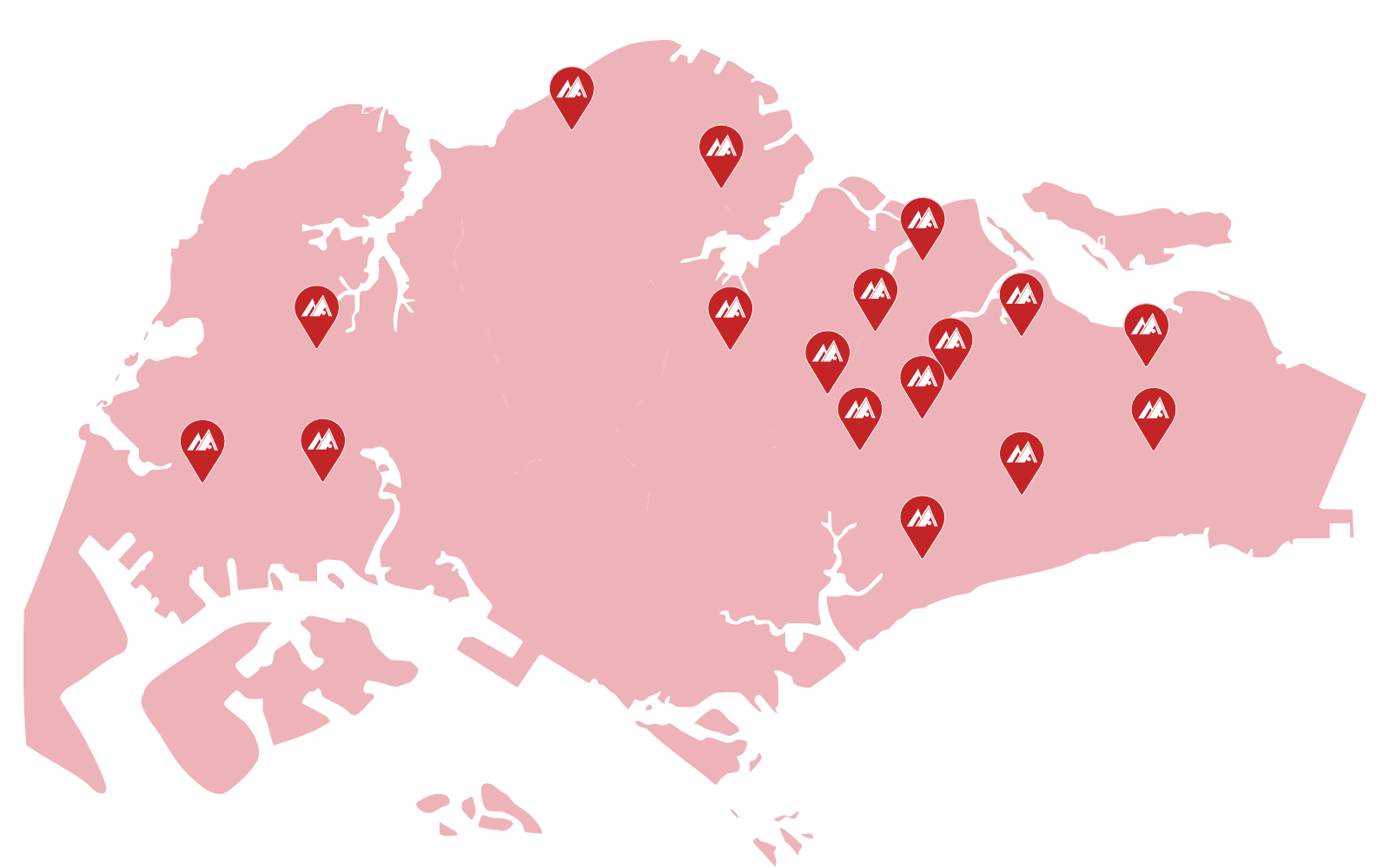 Map of Mavis Tutorial Centre's tuition centre network across Singapore