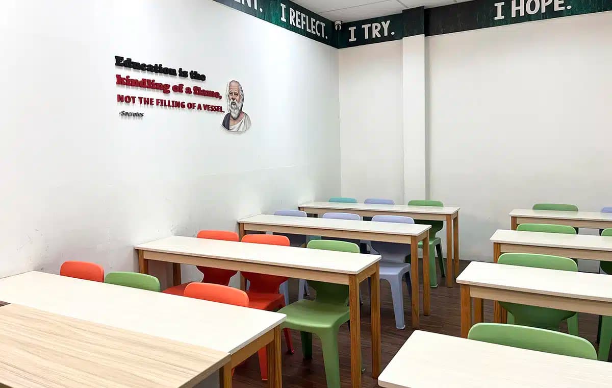 Reception area at Mavis Tutorial Centre, Compass One